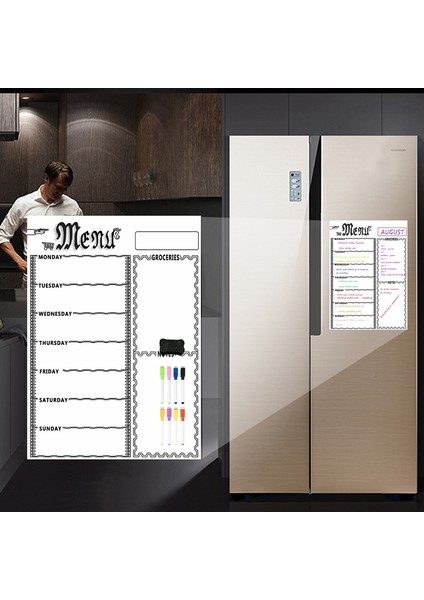 A3 Mutfak Buzdolabı Için Manyetik Beyaz Tahta Sayfası Çok Havimalı Buzdolabı Haftalık Beyaz Tahta Takvimi 8 Pen (Beyaz) ile Menü Planlaması Için Takvim (Yurt Dışından) modelleri