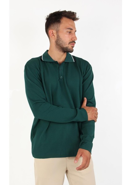 3001 İnce Çizgili Yakası Çizgili Kazak