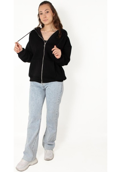 2501 Fermuarlı Kapşonlu Sweat