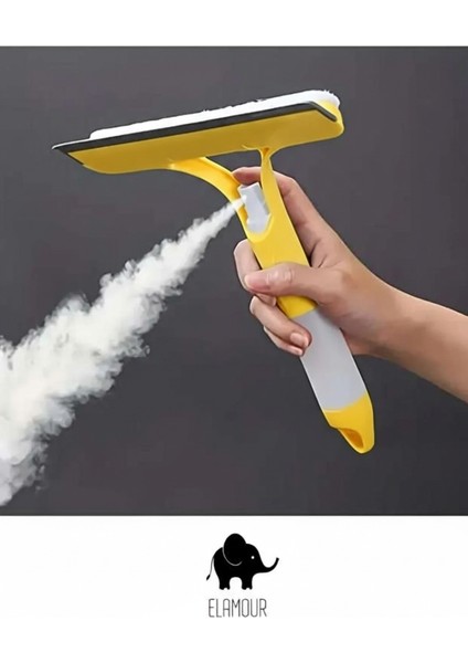 Kendinden Spreyli 3 Fonksiyonlu Cam Halı Yüzey Pencere Temizleme Çekçek Silecek