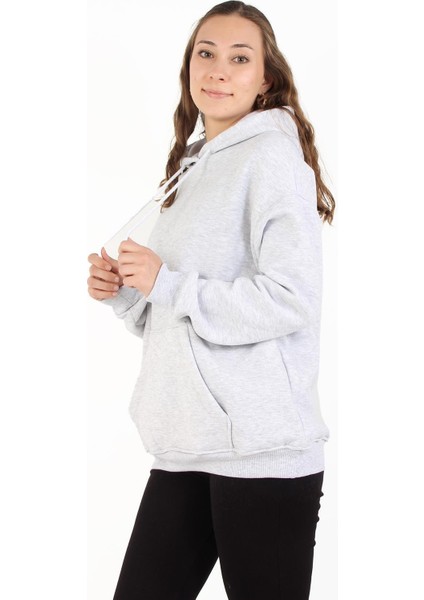 2502 Kapşonlu Cepli Üç Iplik Şardonlu Sweat