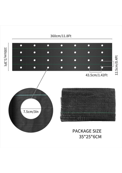 3 Inçlik Ekim Delikli Yabani Ot Bariyer Peyzaj Kumaş, Yabani Ot Bariyer Kumaş 3.3 Ft x 11.8 Ft Ot Blok Bahçe Mat (Yurt Dışından) fiyatları