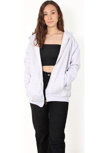 2501 Fermuarlı Kapşonlu Sweat