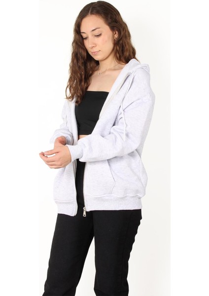2501 Fermuarlı Kapşonlu Sweat