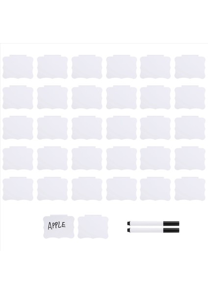 32 Parça Sepet Etiketleri Klipler ve Kalemler Seti, 32 Adet Mutfak Klips Etiketi Tutucu ve 2 Adet Tebeşir (Beyaz) Içerir (Yurt Dışından)