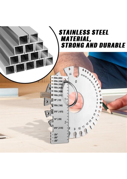 Yuvarlak Çift Taraflı Tel Gösterge Ölçüm Aracı, Paslanmaz Çelik Kaynak Gösterge Seti ile 2set Metal Tabaka Kalınlığı Göstergesi (Yurt Dışından) fiyatları