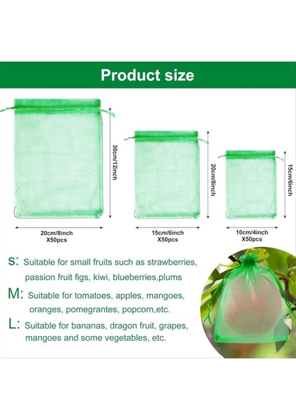 150PCS Meyve Koruma Çantaları 3 Boyutlar Meyve Örtüsü Için Meyve Ağ Torbaları Örgü Çanta Bahçe Çantaları Drawstring ile (Yurt Dışından) indirimleri