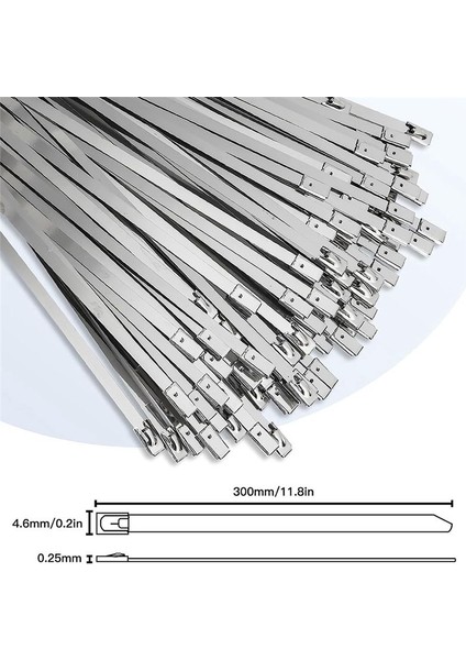 Metal Fermuar Bağları Makine, Araçlar ve Daha Fazlası Için Ağır Kendi Kendine Kilitlenen Paslanmaz Çelik Kablo Bağları (11.8 Inç, 100PCS) (Yurt Dışından) fiyatları