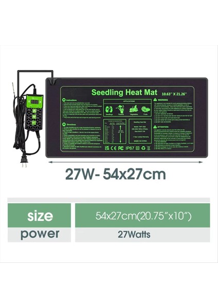 Sürüngen Isıtma Ped 10X20.75 Inç Ayarlanabilir Sabit Sıcaklık Fide Isıtma Pedi Bitki Yetiştirme Ped Eu-Plug Için (Yurt Dışından) modelleri
