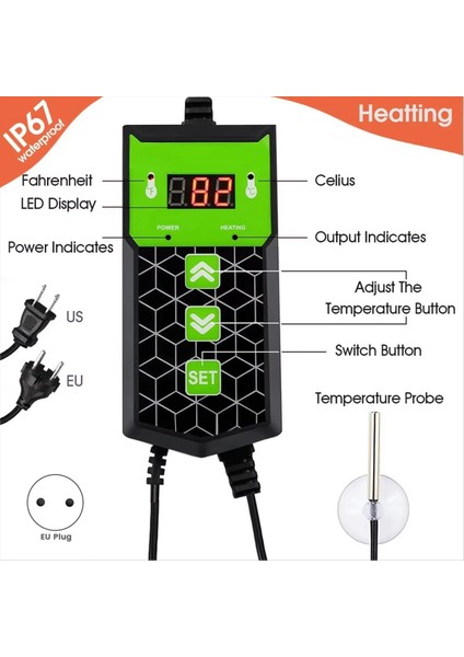Sürüngen Isıtma Ped 10X20.75 Inç Ayarlanabilir Sabit Sıcaklık Fide Isıtma Pedi Bitki Yetiştirme Ped Eu-Plug Için (Yurt Dışından) indirimleri