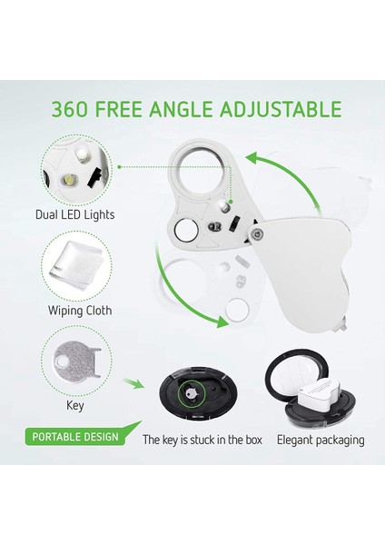 30X 60X Işıklı Kuyumcular Loupe Katlanır Büyüteç, Mücevherler Için LED Işığı ile LED Işık (Yurt Dışından) fırsatları