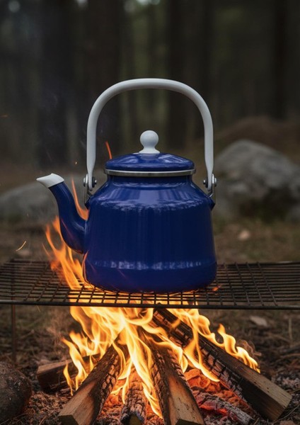Alev Vintage Demlik - Emaye Çaydanlık, Kettle - 1 Litre, Lacivert