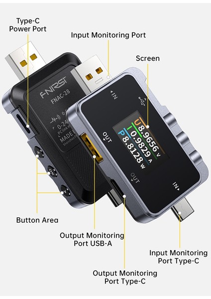 Fnırsı Fnac-28 USB Test Merkezi Tip-C Akım ve Voltaj Ölçer Hızlı Şarj Protokol Algılama Tetikleme Güç Ölçer A&#39;dan C&#39;ye (Yurt Dışından) fırsatları