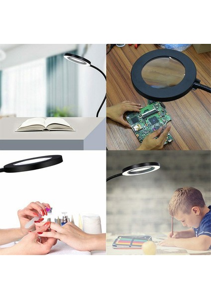 Çok Işlevli Masa Lambası Büyütme Camları LED Işıklar ile Büyütmeye Yardımcı El Lehimleme Loupe Cam Büyüteç Aracı (Yurt Dışından)