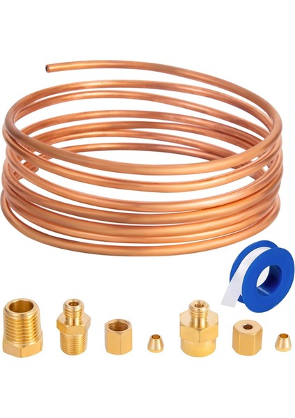 72INCH Yağ Basınç Göstergesi Tüp Kiti, 1/4inch X1/8inch Npt&#39;li Bakır Tüp Seti, 1/8 Inç Npt Erkek (Yurt Dışından)