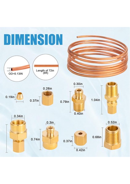 72INCH Yağ Basınç Göstergesi Tüp Kiti, 1/4inch X1/8inch Npt&#39;li Bakır Tüp Seti, 1/8 Inç Npt Erkek (Yurt Dışından) fırsatları