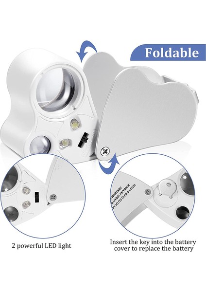 2 Adet Kuyumcular Loupe 30X 60X 90X 90X Kuyumcular Göz Loupe Büyüteç Mücevher Büyüteç Büyütme Cam Döngü Parlak LED Işık (Yurt Dışından) modelleri