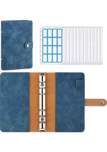 A6 Fermuar Zarfları ile Bütçe Bağlayıcı, Bağlayıcı Kaplama Klasör Bütçe Planlayıcısı Nakit Zarfları ve Etiket, Mavi (Yurt Dışından)