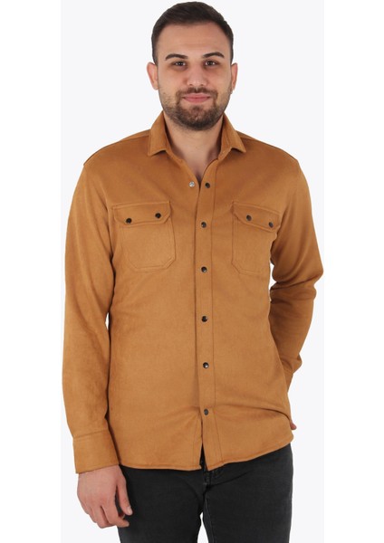 16463 Çift Cep Süet Kaplama Gömlek