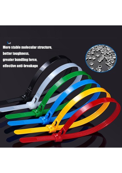 200PCS Toka Kendi Kendine Kilitlenen Premium Naylon Kablo Tel Bağları, 8 x 200MM Ayarlanabilir Yeniden Kullanılabilir Naylon Kayış Tokalı (Yurt Dışından)