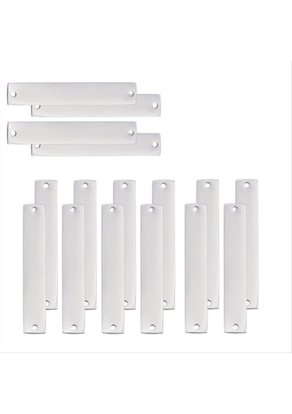 16PCS 304 Paslanmaz Çelik Konektör Takılar, Boş Etiketler Dikdörtgen Damgalama Boş Etiketler Gravür Için 2 Delikli (Yurt Dışından)