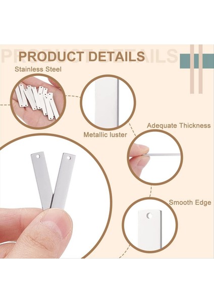 16PCS 304 Paslanmaz Çelik Konektör Takılar, Boş Etiketler Dikdörtgen Damgalama Boş Etiketler Gravür Için 2 Delikli (Yurt Dışından) modelleri