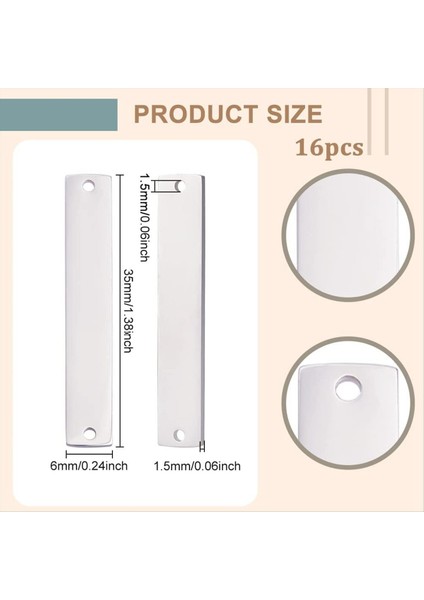 16PCS 304 Paslanmaz Çelik Konektör Takılar, Boş Etiketler Dikdörtgen Damgalama Boş Etiketler Gravür Için 2 Delikli (Yurt Dışından) indirimleri