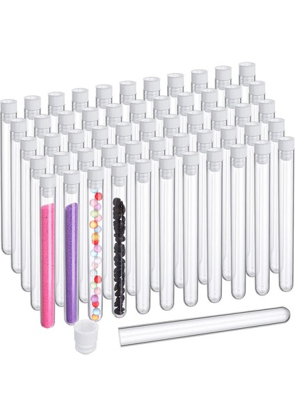 100 Adet Kapaklı Şeffaf Test Tüpleri 25 ml Plastik Tüp (Yurt Dışından)