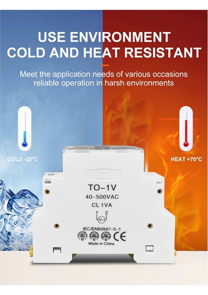 Tomzn Din Ray Tek Faz Voltaj Ölçer Ac 40-500V Modüler Voltmetre Göstergesi LED Dijital Ekran Voltmetre, Şeffaf (Yurt Dışından)