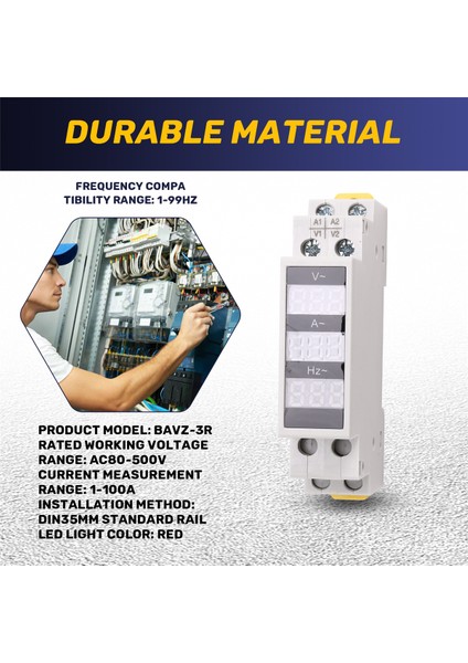 Kılavuz Ray Dijital Ekran Aleti Üç Fazlı Tek Fazlı Voltaj ve Mevcut Hertz Metre Ac Mini Modülü Bavz-3r (Yurt Dışından) indirimleri