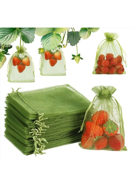 100PCS Meyve Koruma Torbaları, 8X12 Inç Yeşil Meyve Ağ Çantaları Çizim Örtü Torbaları Meyve Örtüsü Haşere Bariyeri (Yurt Dışından) fiyatları