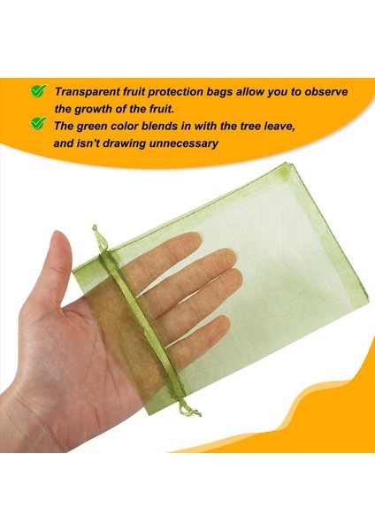 100PCS Meyve Koruma Torbaları, 8X12 Inç Yeşil Meyve Ağ Çantaları Çizim Örtü Torbaları Meyve Örtüsü Haşere Bariyeri (Yurt Dışından) indirimleri