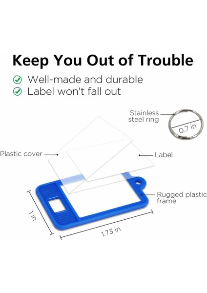 100 Adet Sert Plastik Anahtar Etiketleri Pencere ve Bölünmüş Halka ile Oval Şekilli Etiket Etiketi, Boş Etiketleme Etiketleri 5 Renk (Yurt Dışından) fiyatları