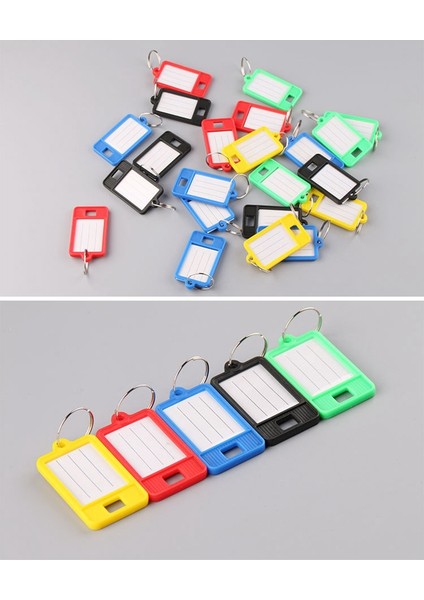 100 Adet Sert Plastik Anahtar Etiketleri Pencere ve Bölünmüş Halka ile Oval Şekilli Etiket Etiketi, Boş Etiketleme Etiketleri 5 Renk (Yurt Dışından) fırsatları