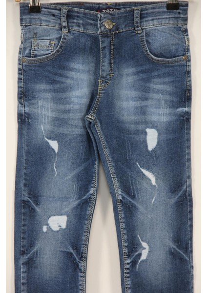 1650 Garson Pamuklu Likralı Lazer Havlu Yıkama Kot Pantolon (9-12)