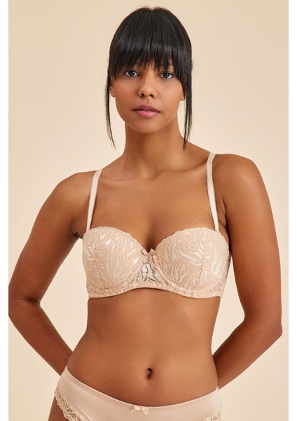 Amy Ten Balenli Dantelli Dolgusuz Pedli Toparlayıcı Straplez Sütyen