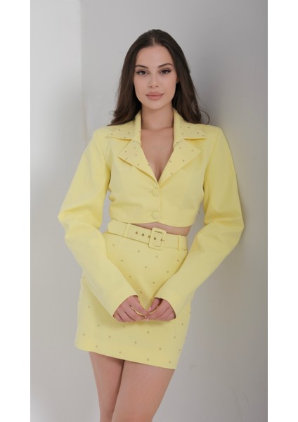 Kadın Taş Detaylı Ceket Takım