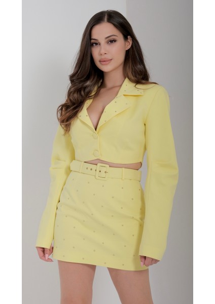 Kadın Taş Detaylı Ceket Takım modelleri