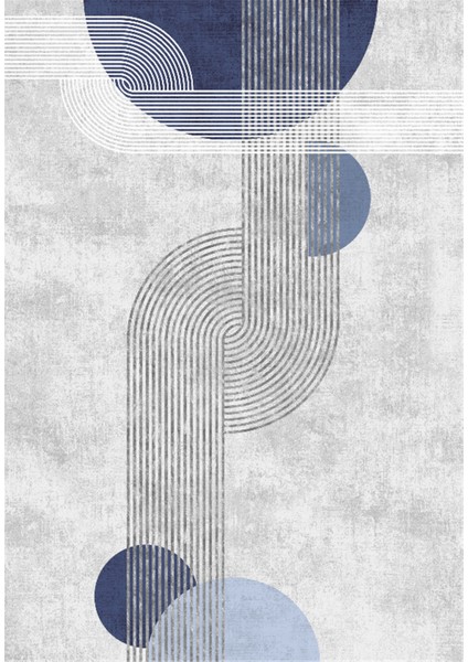 Dijital Baskılı Mavi Modern Desenli Kaymaz Taban Yıkanabilir Halı fiyatları