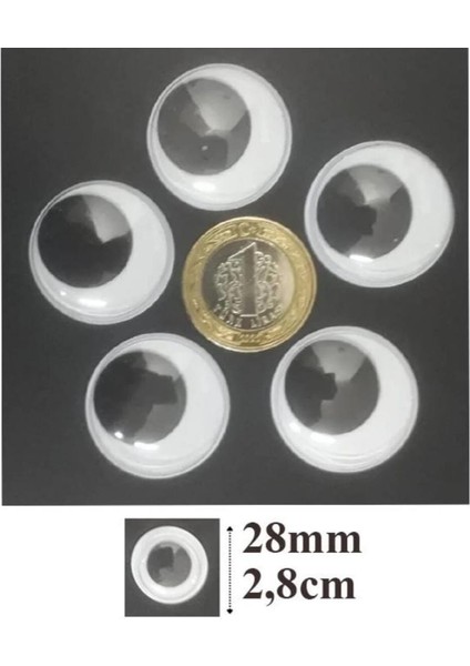 28 mm Siyah Beyaz Oynar Göz -30 Adet fiyatları