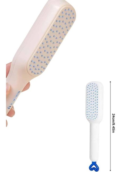 Techmrt Kendi Kendini Temizleyen Otomatik Tuşlu Saç Tarağı Dolaşık Açıcı Masaj Fırçası Silikon Fırça