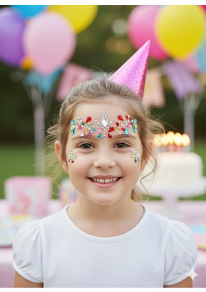Renkli Kristal Yüz Taşı Face Gem Parti Kutlama Kız Çocuk Aksesuarı modelleri