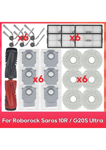 Saros 10R / G20S Ultra Ana Yan Fırça Hepa Filtre Paspas Bezi Toz Torbası Robot Süpürge Yedek Parça Seti (Yurt Dışından)