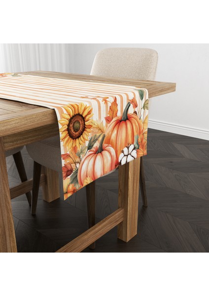 Dijital Baskılı Runner - Yaprak / Sonbahar / Kabak Desenli - 140X40 cm modelleri
