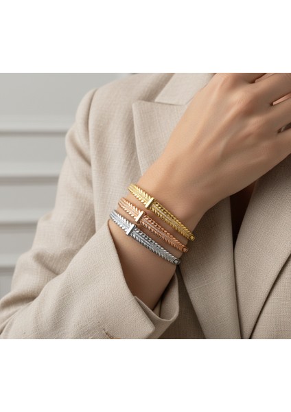 14 Ayar Sıra Taşlı Yaprak Bilezik - 11,00GR. fiyatları