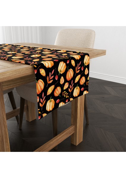 Dijital Baskılı Runner - Yaprak / Sonbahar / Kabak Desenli - 140X40 cm modelleri