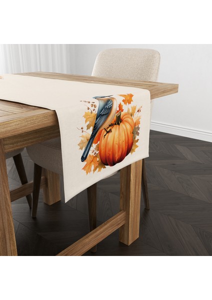 Dijital Baskılı Runner - Yaprak / Sonbahar / Kabak Desenli - 140X40 cm modelleri