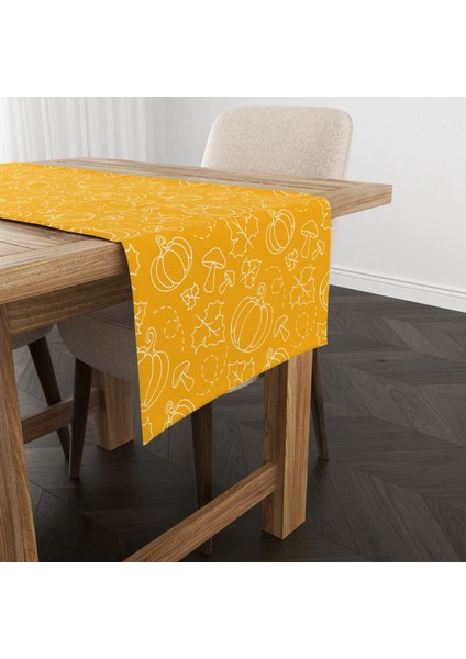 Dijital Baskılı Runner - Yaprak / Sonbahar / Kabak Desenli - 140X40 cm modelleri
