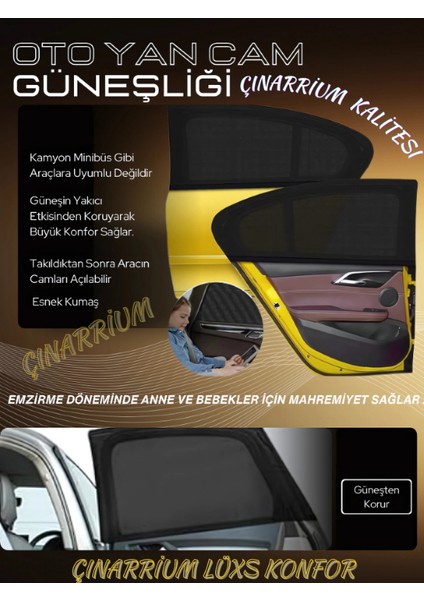 Renault Megane 2004-2008 Uyumlu Özel 2'li Oto Yan Cam Güneşliği, Arka Cam Güneşliği/perde indirimleri