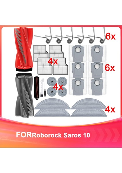 Saros 10 / S9 Maxv Ultra / G30 Elektrikli Süpürge Parçaları Ana Silindir Yan Fırça Hepa Filtre Paspas Bezi Toz Torbaları (Yurt Dışından)